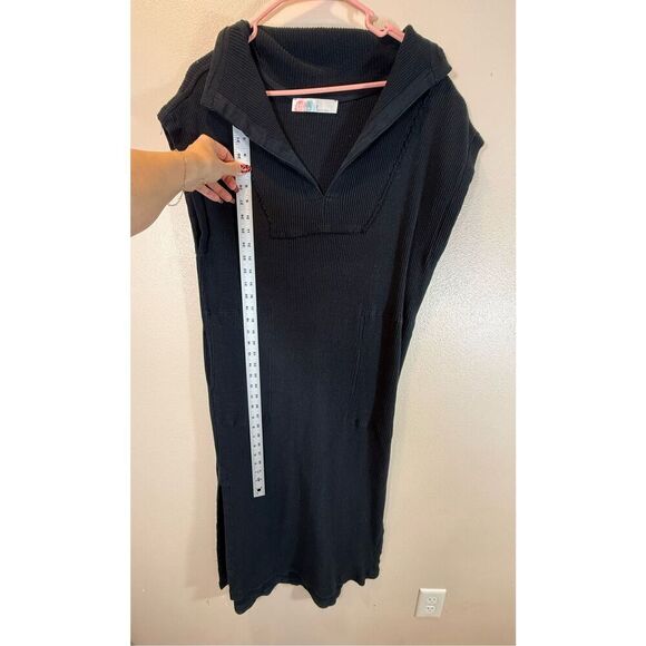 Free People Beach Black Cotton Short Sleeve Midi V-Neck Dress Women’s Small - Picture 9 of 13